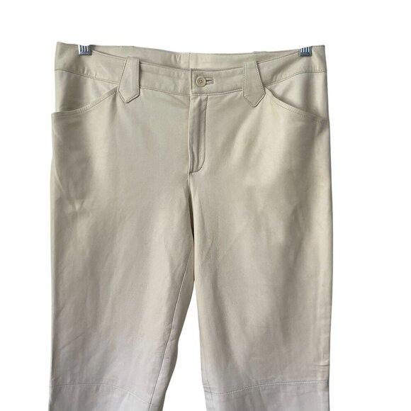 Vintage Ralph Lauren Collection Lambskin Leather Pants Size 10 Cream Union USA - Picture 2 of 12